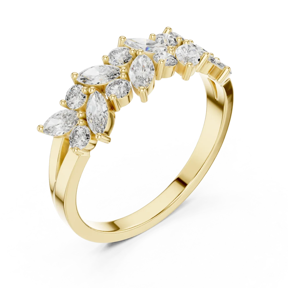 Discover the radiant beauty of this cluster statement ring. Featuring marquise and round lab-grown DIAMEUR diamonds, shop this modern classic today.