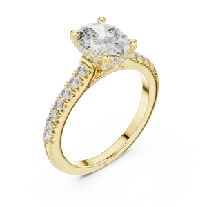 Essence Oval Cut Pavé-Set Solitaire Ring