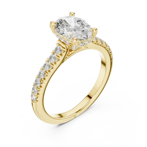 Essence Oval Cut Pavé-Set Solitaire Ring
