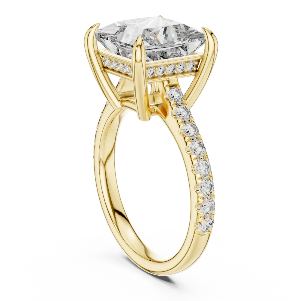 Symmetry Princess Cut Pavé-Set Solitaire Engagement Ring - Image 3