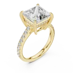 Symmetry Princess Cut Pavé-Set Solitaire Engagement Ring