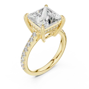 Symmetry Princess Cut Pavé-Set Solitaire Engagement Ring