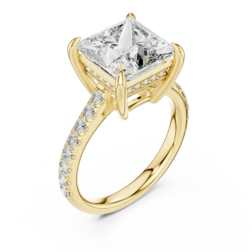 Symmetry Princess Cut Pavé-Set Solitaire Engagement Ring
