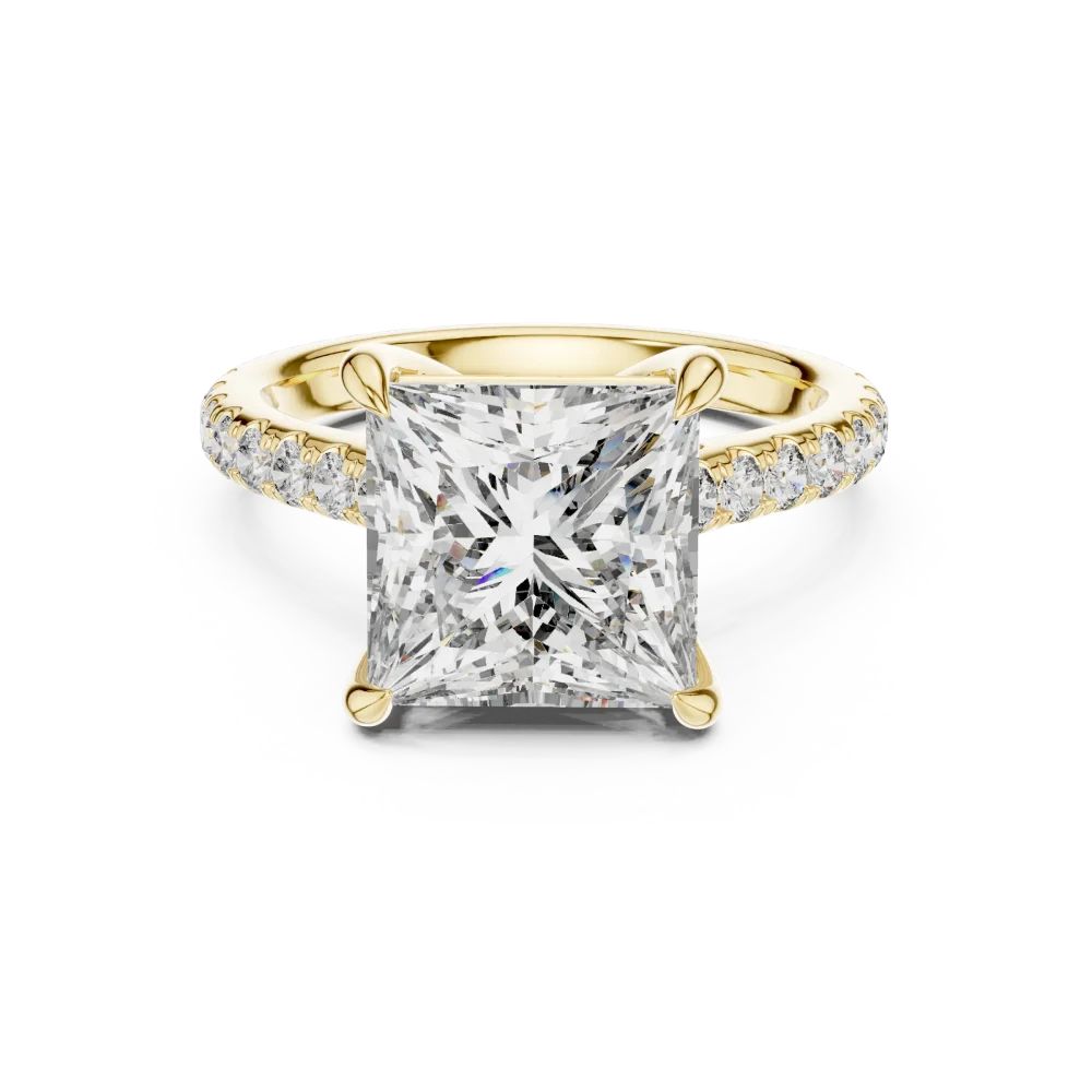 Symmetry Princess Cut Pavé-Set Solitaire Engagement Ring - Image 2