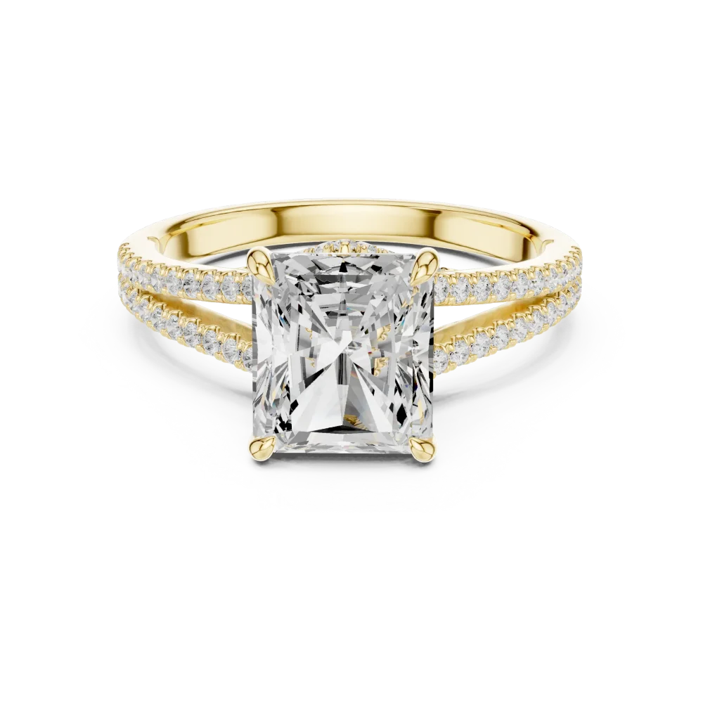 Radiant Luminary Split-Shank Solitaire Diamond Ring - Image 2