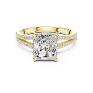 Radiant Luminary Split-Shank Solitaire Diamond Ring - Image 2