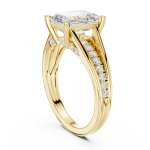 Ethereal Emerald Cut Solitaire Ring with Pavé Accents - Image 3