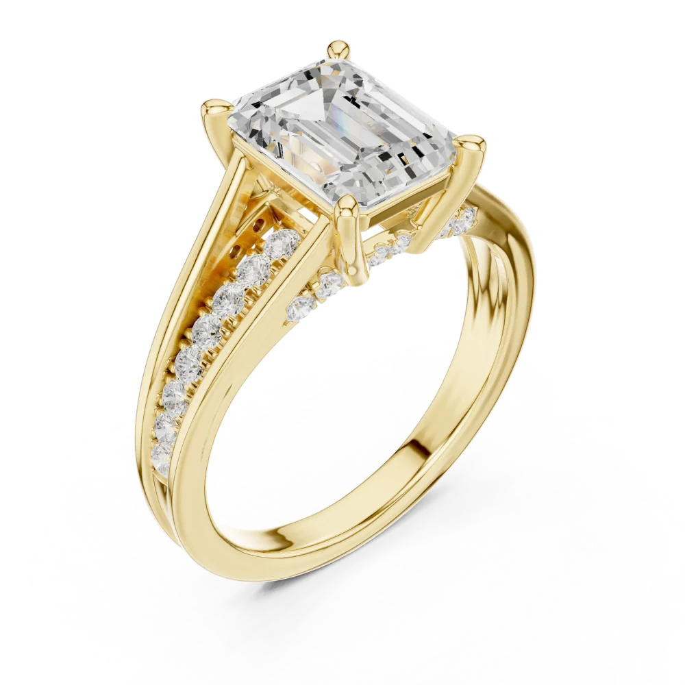 Discover the radiant beauty of this emerald cut Solitaire ring. Featuring high-grade DIAMEUR diamonds, it is a modern classic. Shop your dream ring now.