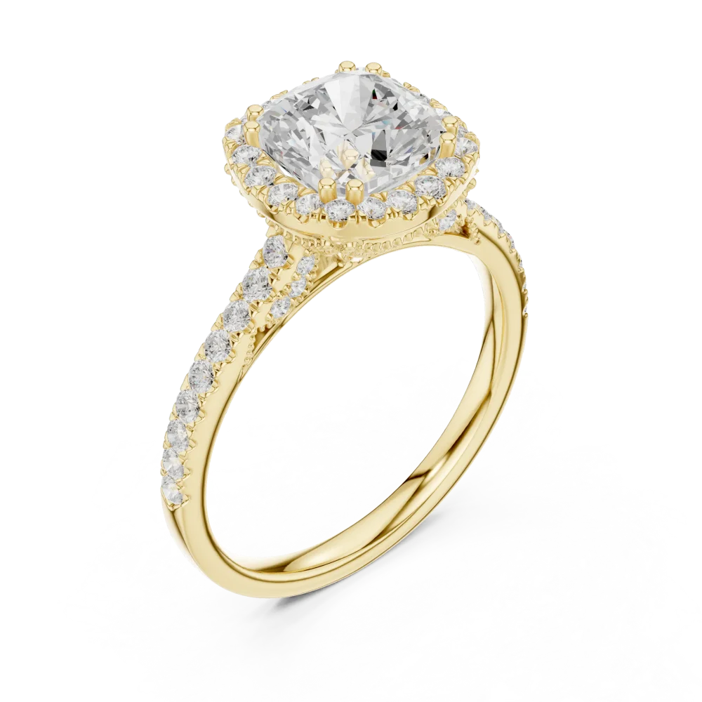 Experience timeless elegance with our cushion-cut Solitaire engagement ring. Featuring brilliant-cut DIAMEUR diamonds, discover your perfect ring today.