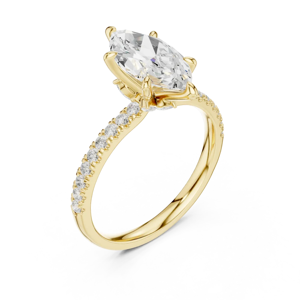 Discover the elegance of this marquise-cut Solitaire engagement ring. Featuring brilliant DIAMEUR diamonds, it is the ultimate symbol of love. Shop today.