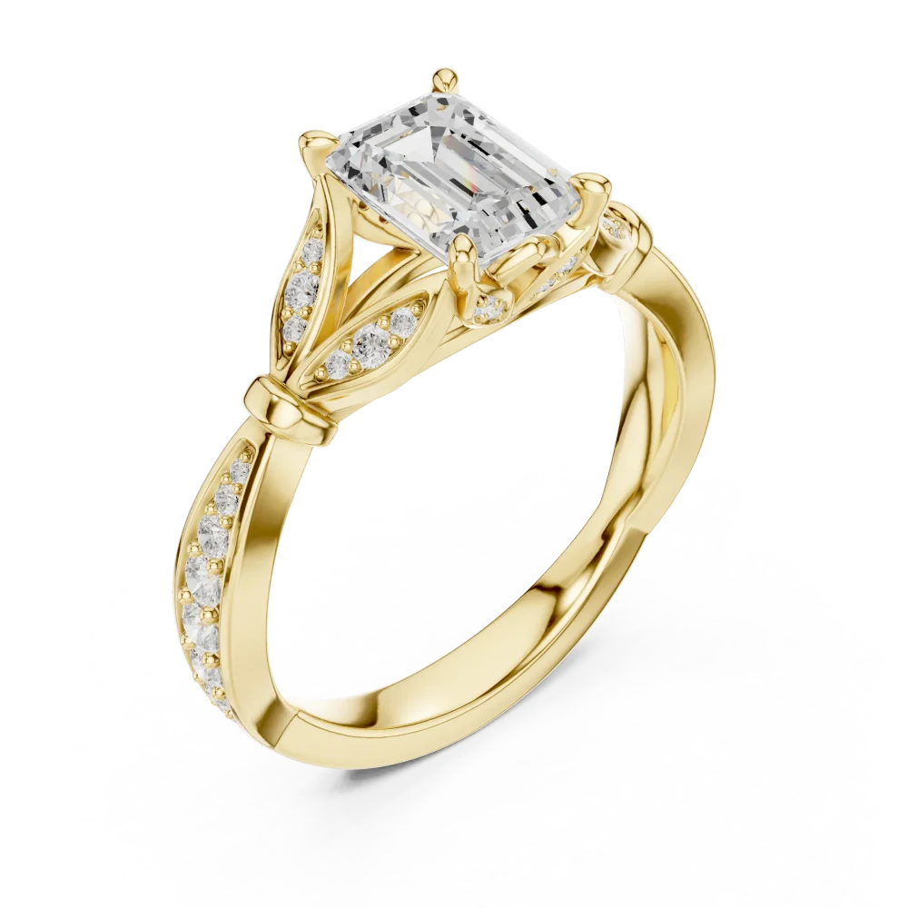Celebrate forever with this architectural emerald-cut Solitaire engagement ring. Featuring brilliant DIAMEUR diamonds, discover elegance today.