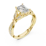 Architectural Emerald Cut Solitaire Engagement Ring