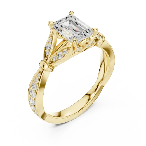 Architectural Emerald Cut Solitaire Engagement Ring