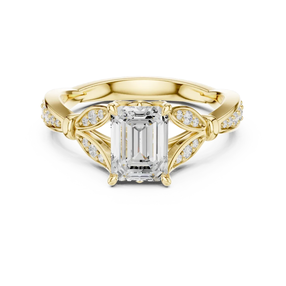 Architectural Emerald Cut Solitaire Engagement Ring - Image 2