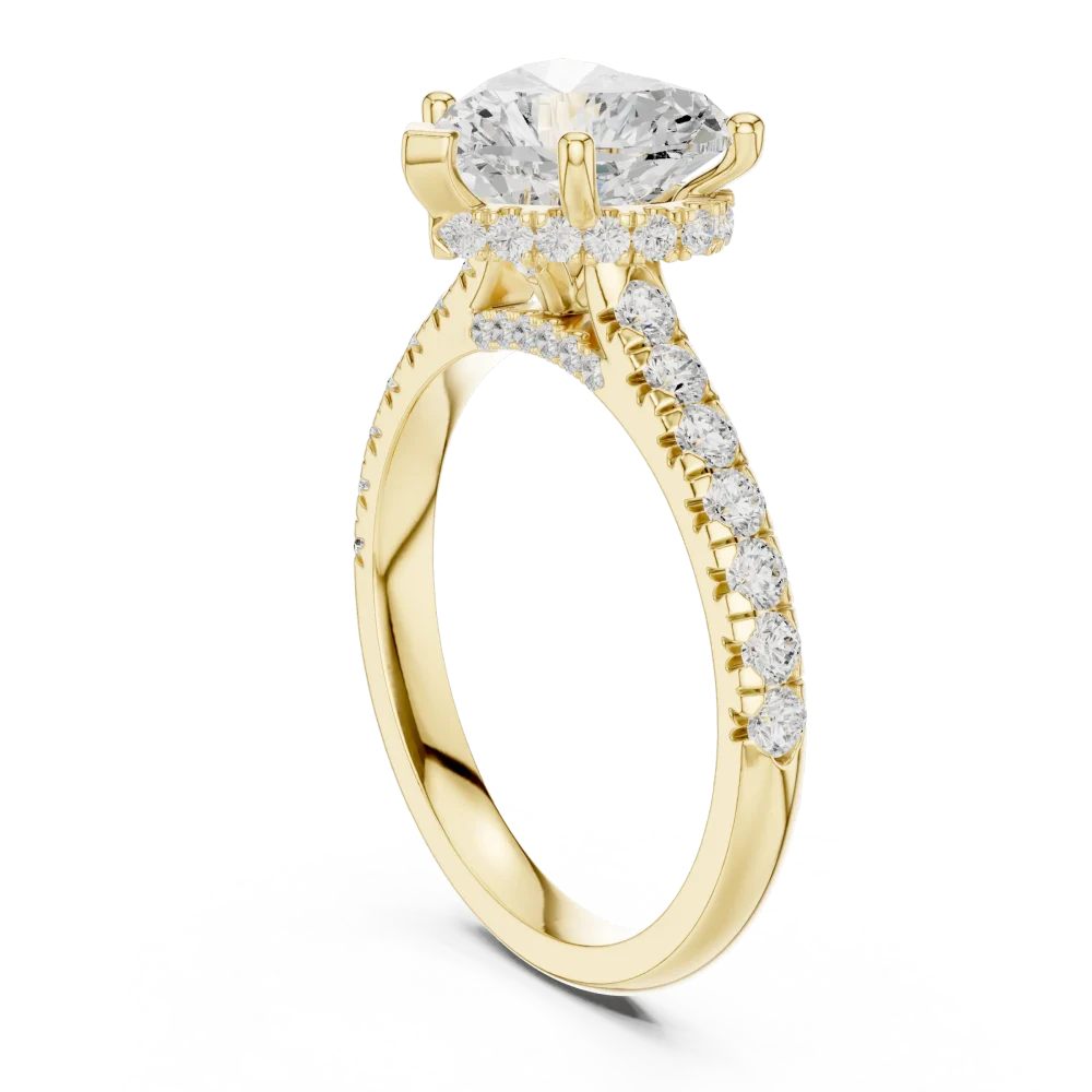 Ethereal Heart Cut Solitaire Pavé Engagement Ring - Image 3