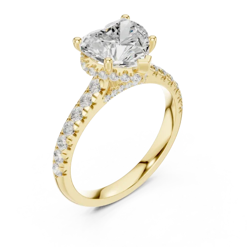 Ethereal Heart Cut Solitaire Pavé Engagement Ring