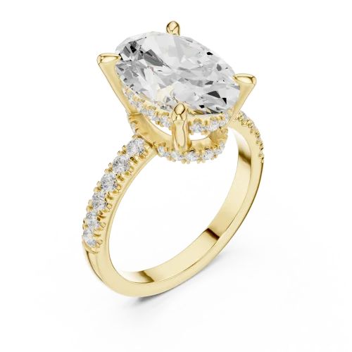 Ethereal Oval Cut Hidden Halo Solitaire Ring