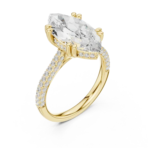 Ethereal Marquise Solitaire Pavé Engagement Ring