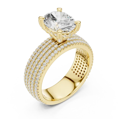 Ethereal Oval Solitaire Pavé Statement Ring
