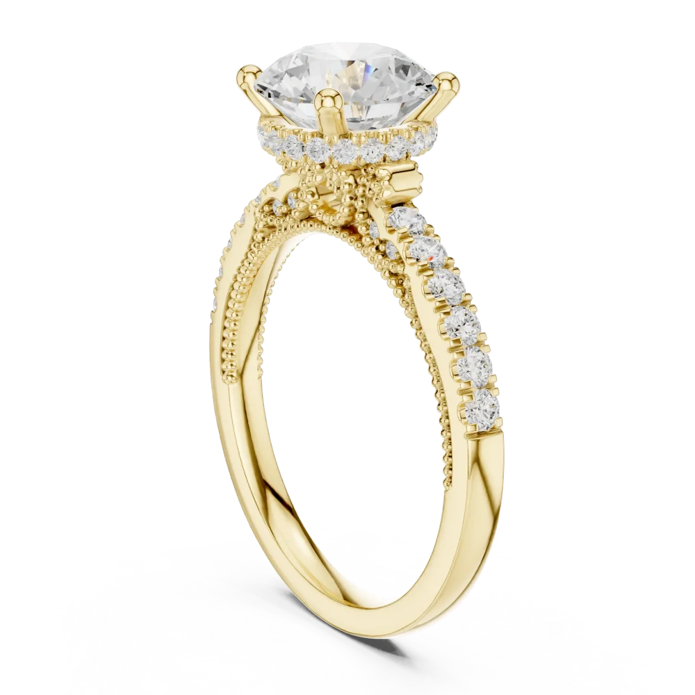 Luminary Round Brilliant Pavé Solitaire Engagement Ring - Image 3