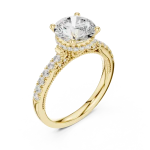Ethereal Round Brilliant Pavé Solitaire Ring