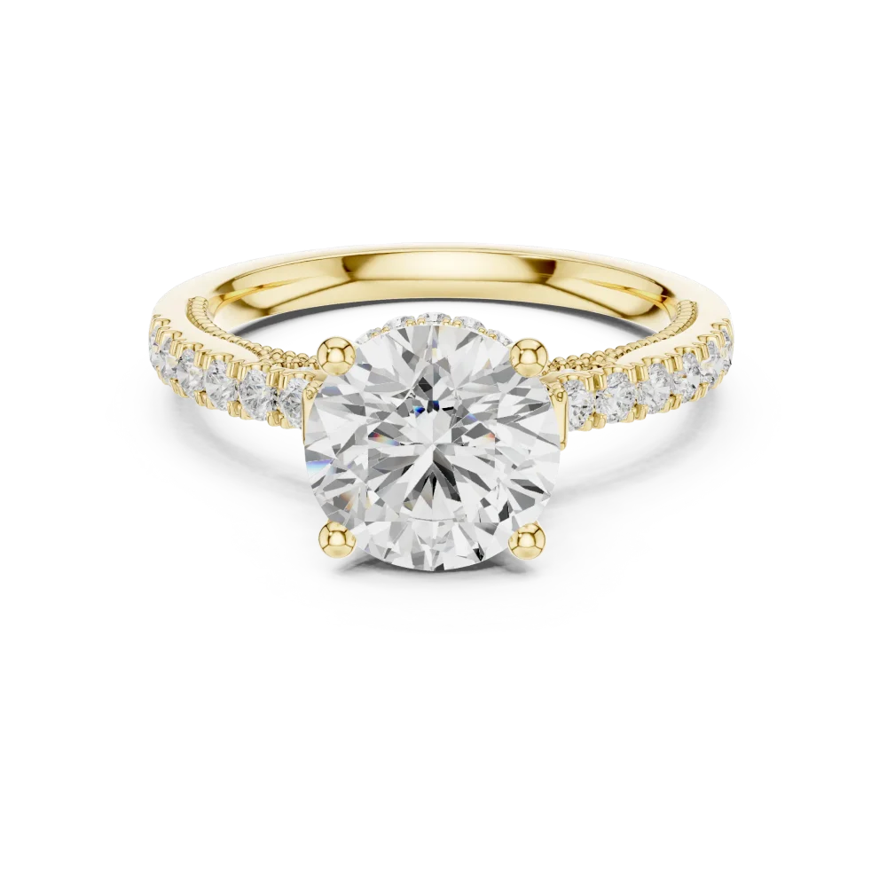 Ethereal Round Brilliant Pavé Solitaire Ring - Image 2