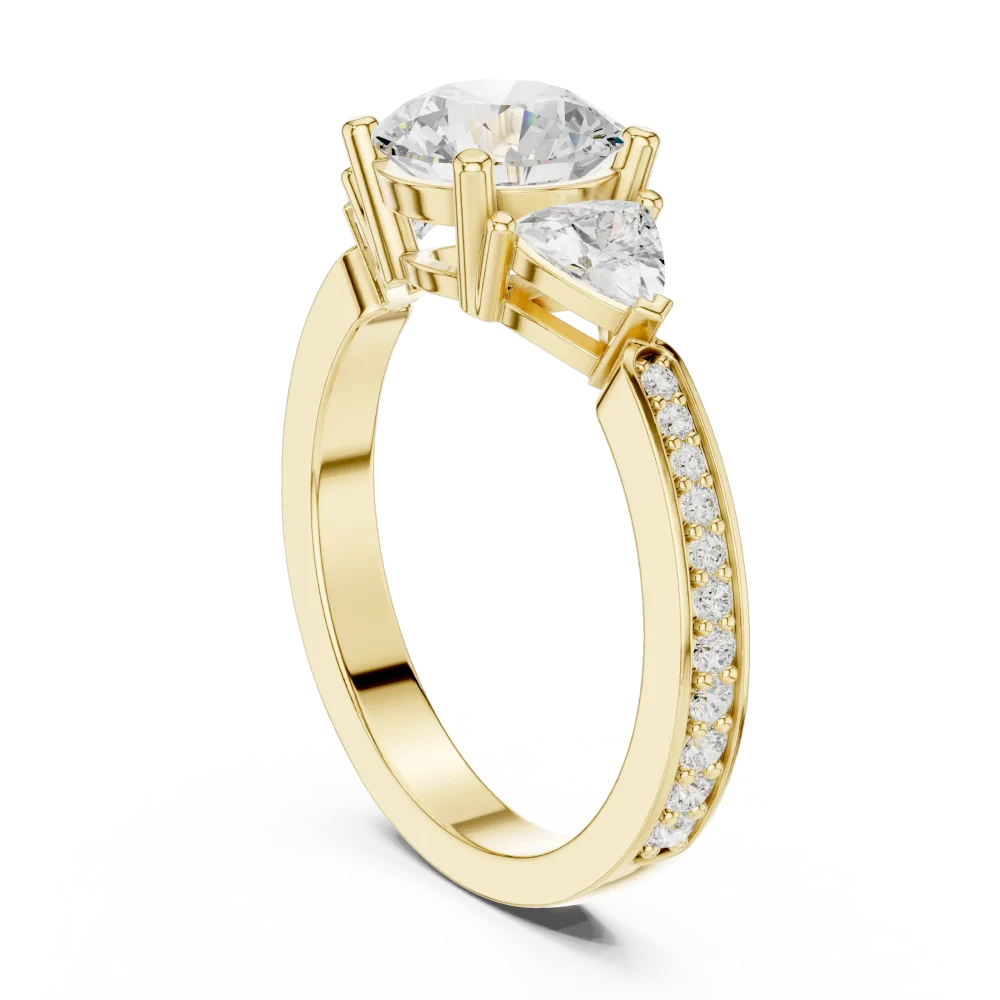 Luminary Round Solitaire and Trillion Accent Three Stone Ring - Image 3