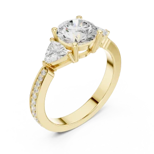 Luminary Round Solitaire and Trillion Accent Three Stone Ring
