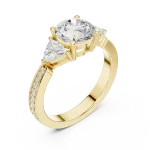 Luminary Round Solitaire and Trillion Three-Stone Ring