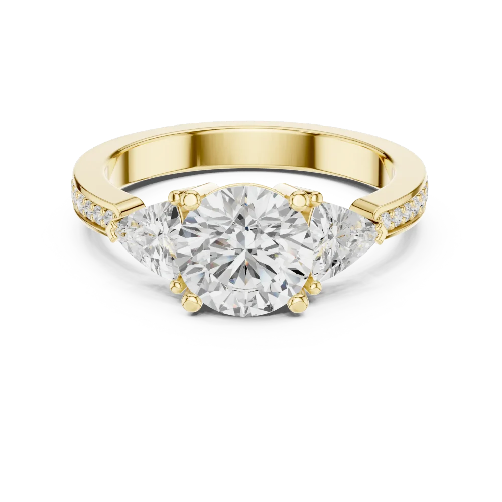 Luminary Round Solitaire and Trillion Three-Stone Ring - Image 2