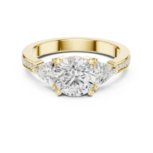 Luminary Round Solitaire and Trillion Three-Stone Ring - Image 2