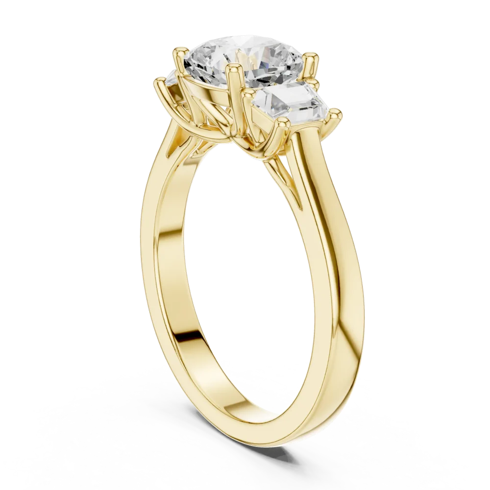 Ethereal Cushion Cut Three-Stone Solitaire Engagement Ring - Image 3