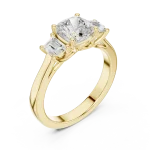 Ethereal Cushion Cut Solitaire Three-Stone Statement Ring