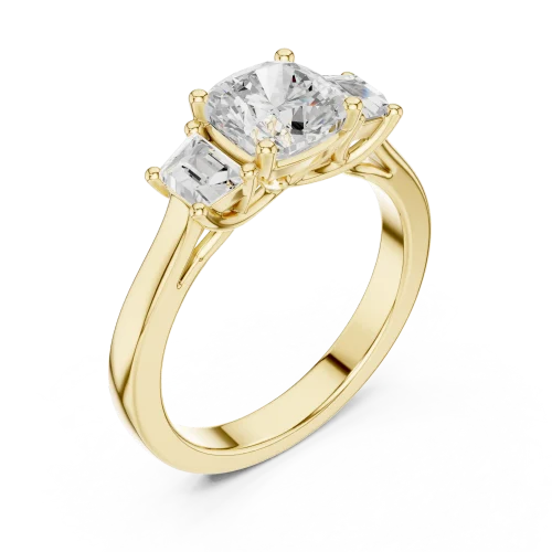 Ethereal Cushion Cut Three-Stone Solitaire Engagement Ring