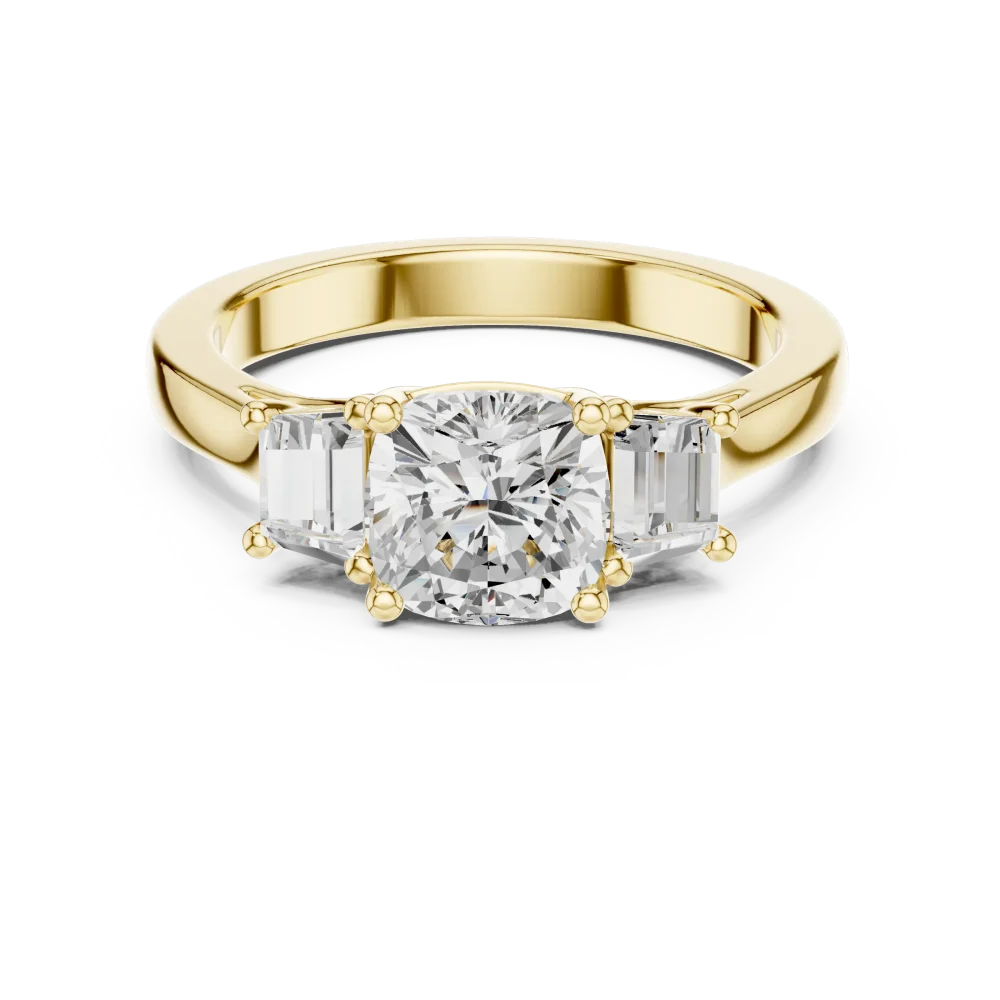 Ethereal Cushion Cut Solitaire Three-Stone Statement Ring - Image 2