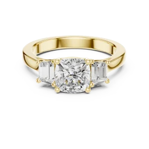Ethereal Cushion Cut Three-Stone Solitaire Engagement Ring - Image 2