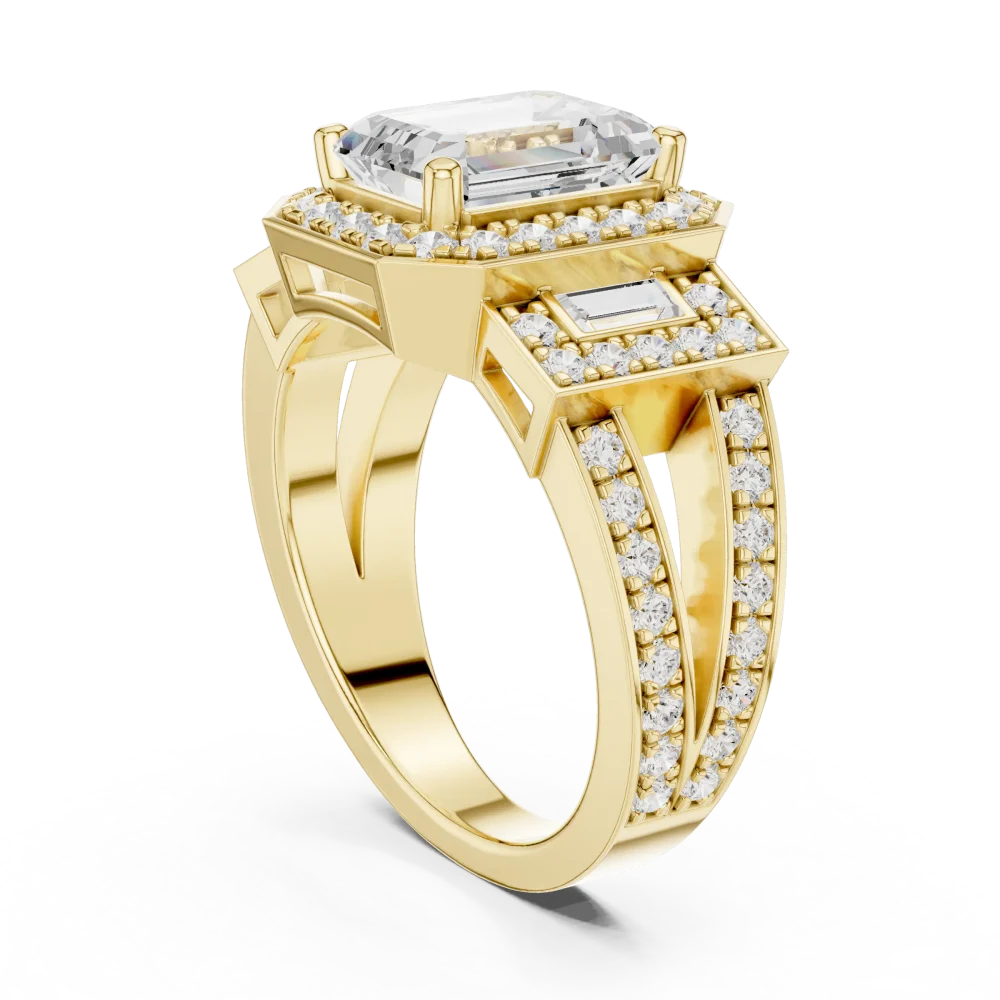 Architectural Emerald Cut Solitaire Statement Ring - Image 3