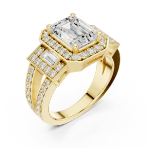 Architectural Emerald Cut Solitaire Statement Ring
