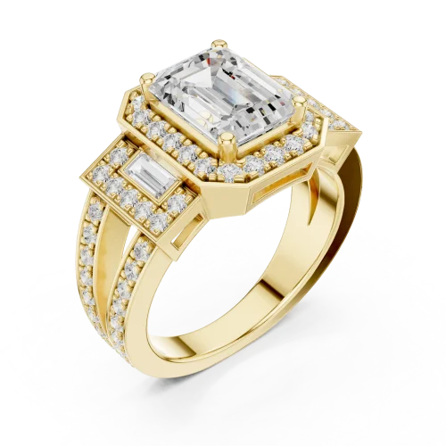 Architectural Emerald Cut Solitaire Statement Ring