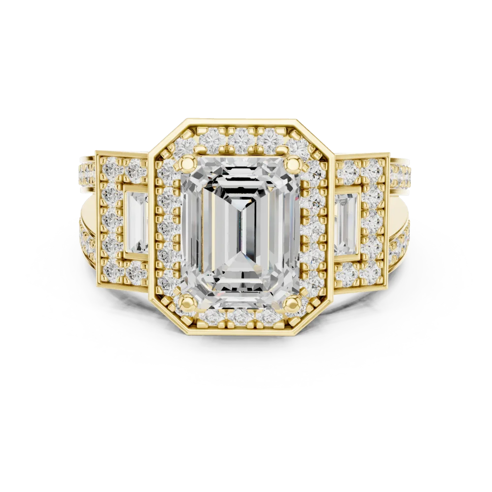 Architectural Emerald Cut Solitaire Statement Ring - Image 2