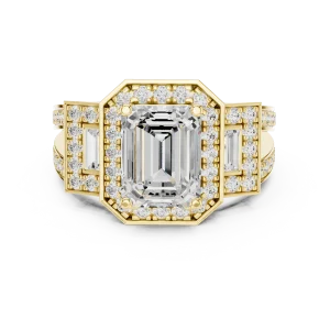 Architectural Emerald Cut Solitaire Statement Ring - Image 2