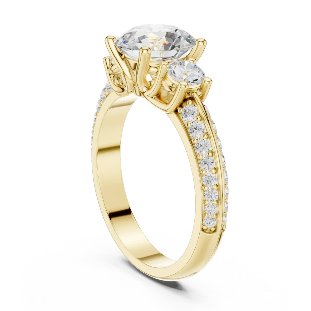 Luminary Round Brilliant Solitaire Three Stone Ring - Image 3