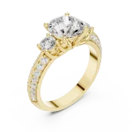 Luminary Round Brilliant Three-Stone Solitaire Engagement Ring