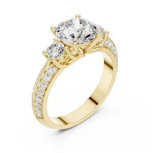 Luminary Round Brilliant Three-Stone Solitaire Engagement Ring
