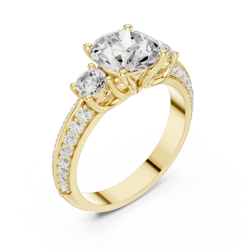 Luminary Round Brilliant Solitaire Three Stone Ring