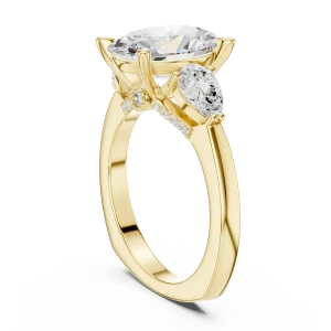 Ethereal Oval and Pear Three-Stone Solitaire Engagement Ring - Image 3