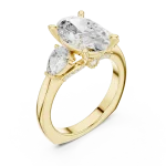 Ethereal Oval and Pear Three-Stone Solitaire Engagement Ring