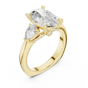 Ethereal Oval and Pear Three-Stone Solitaire Engagement Ring