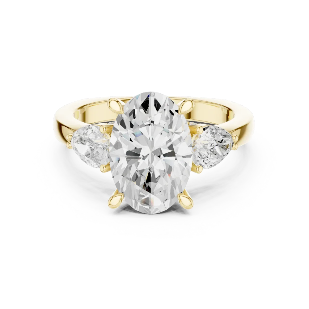 Ethereal Oval and Pear Three-Stone Solitaire Engagement Ring - Image 2
