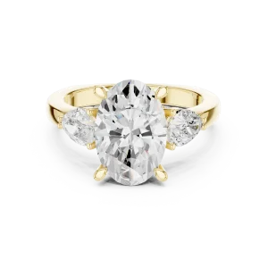 Ethereal Oval and Pear Three-Stone Solitaire Engagement Ring - Image 2